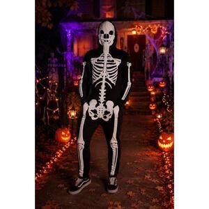 Tipsy Elves Skeleton Hooded Jumpsuit Costume Black Halloween Adult M